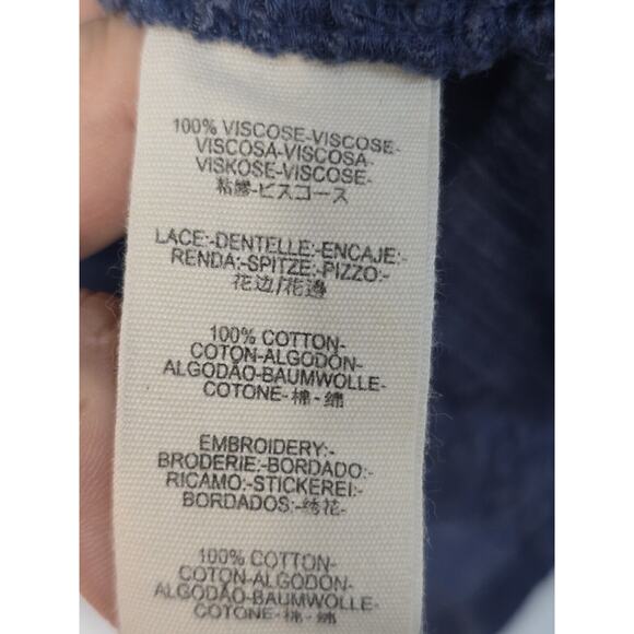 Free People Kiss Kiss Embroidered Lace Tunic Dress Blue Boho Style Size XS - Picture 7 of 10